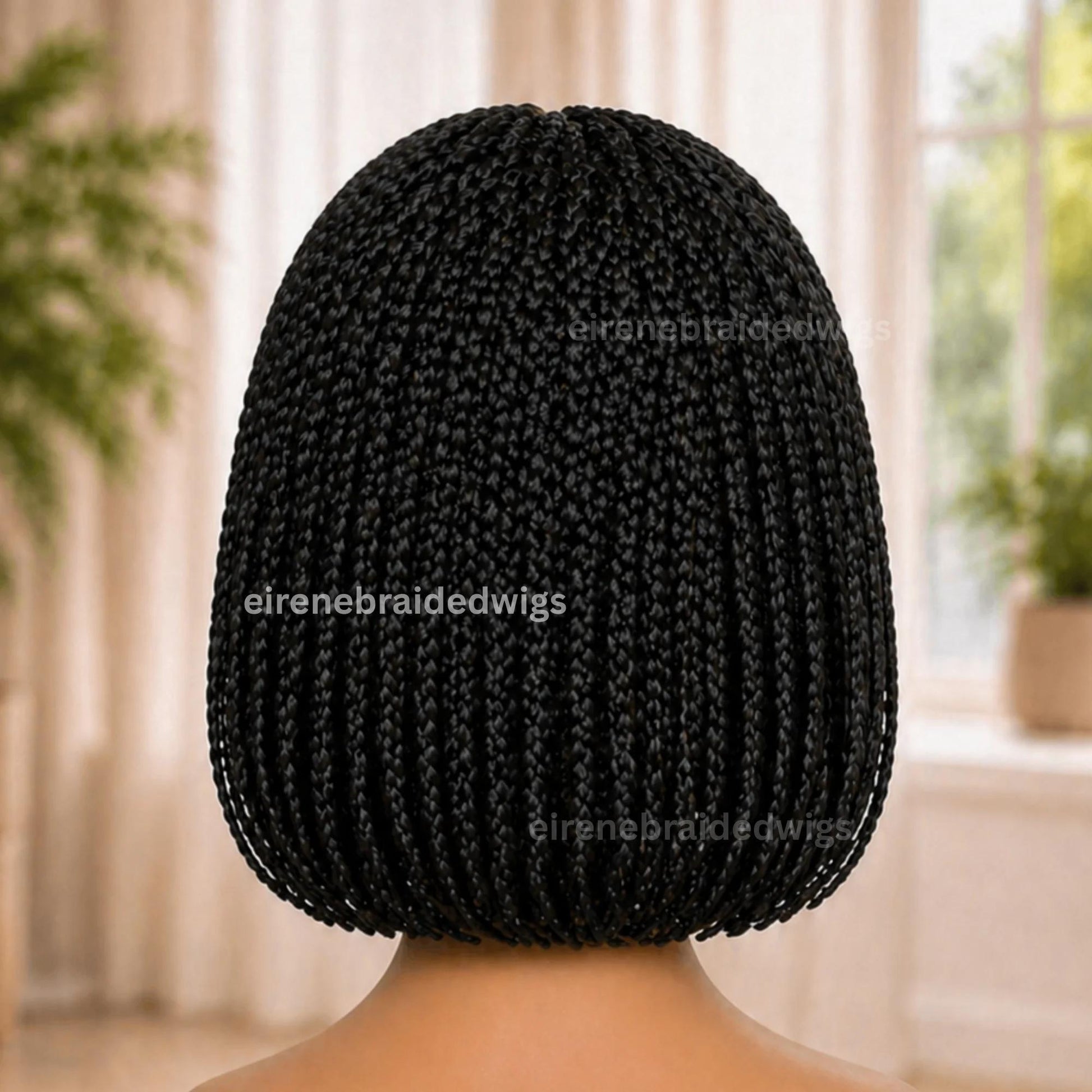 Braided Wigs for Black Women – Black Short Bob Braided Wig – Human Hair Lace Closure – Single Box Braids – product image 5