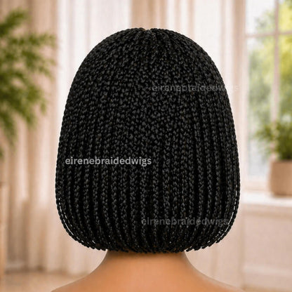 Braided Wigs for Black Women – Black Short Bob Braided Wig – Human Hair Lace Closure – Single Box Braids – product image 5