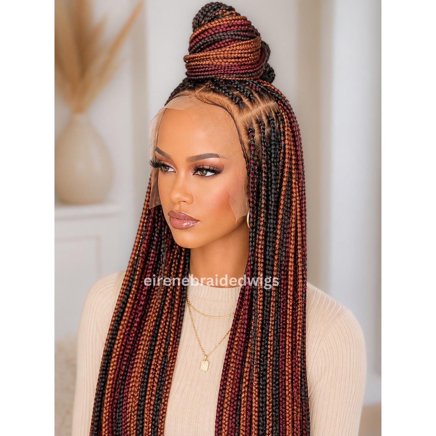 Braided Wigs for Black Women Knotless Box Braid Wig – Full Lace Frontal – Handmade Twist Braid – product image 3