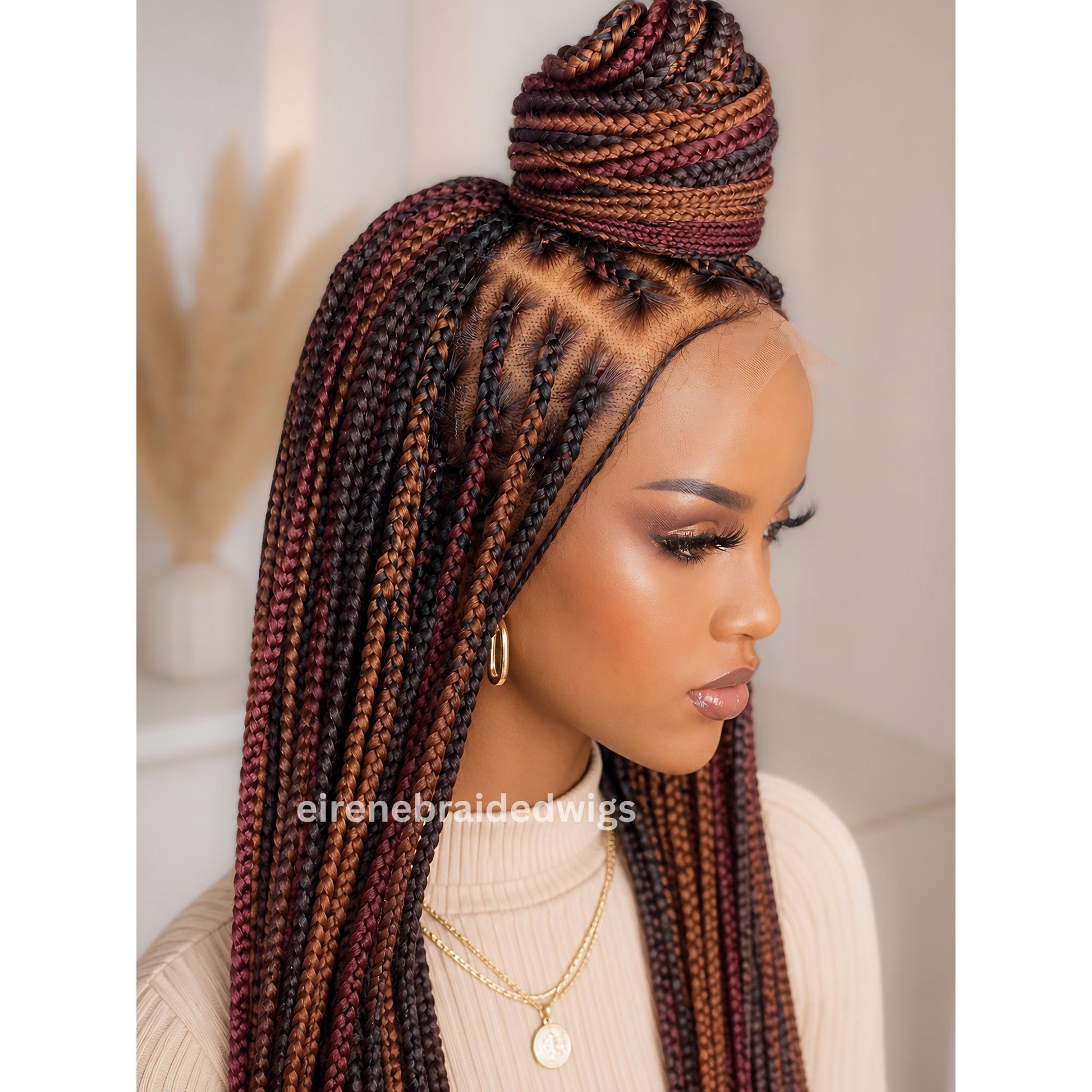 Braided Wigs for Black Women Knotless Box Braid Wig – Full Lace Frontal – Handmade Twist Braid – product image 4