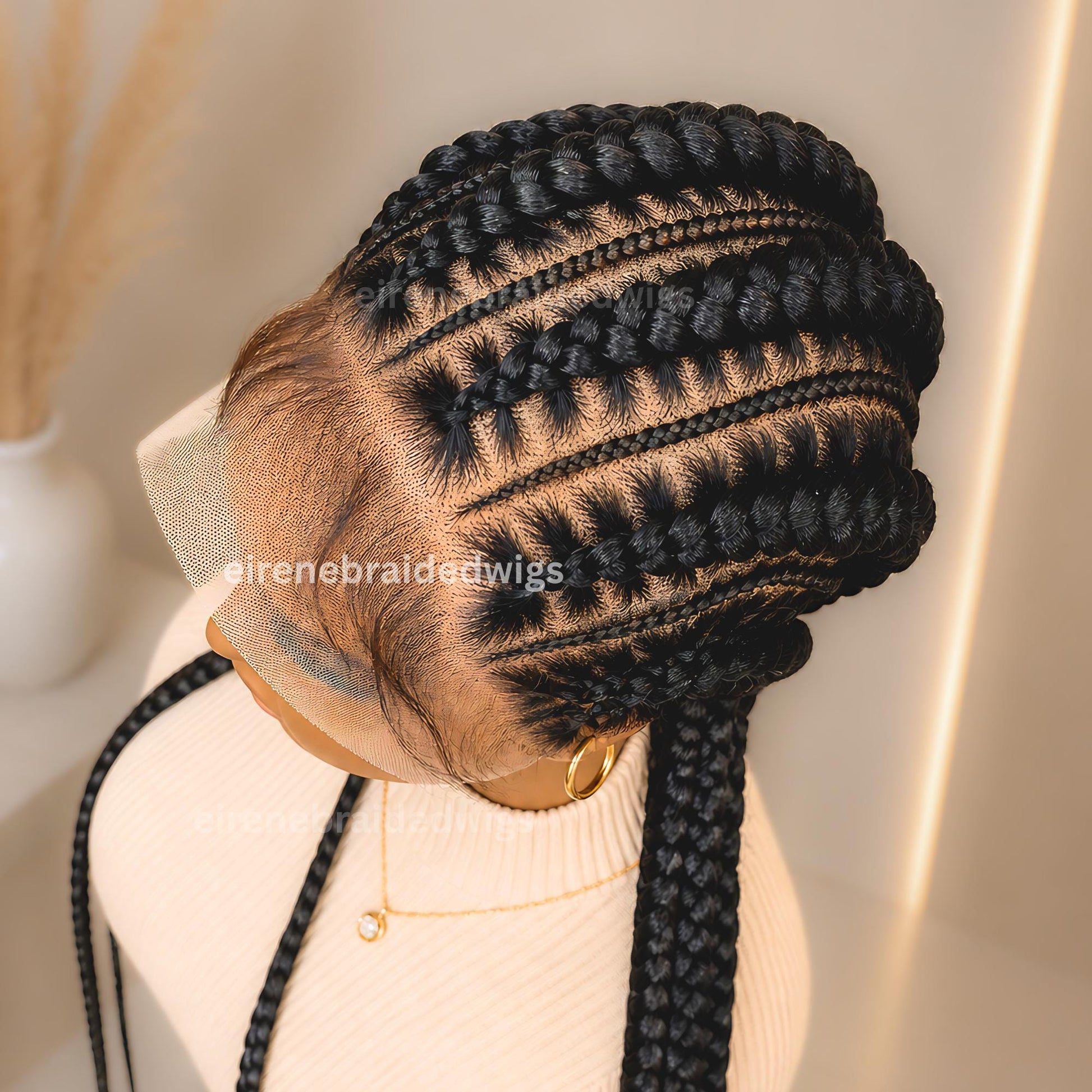 Braided Wigs for Black Women Full Lace Feed-in Cornrow Braided Wig – 30 inch African Tribal Braids – product image 5