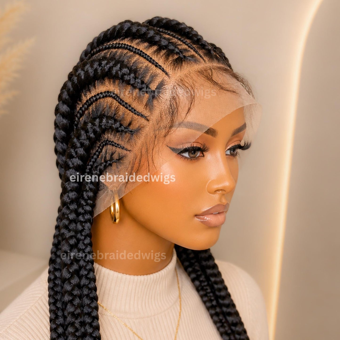 Braided Wigs for Black Women Full Lace Feed-in Cornrow Braided Wig – 30 inch African Tribal Braids – product image 1