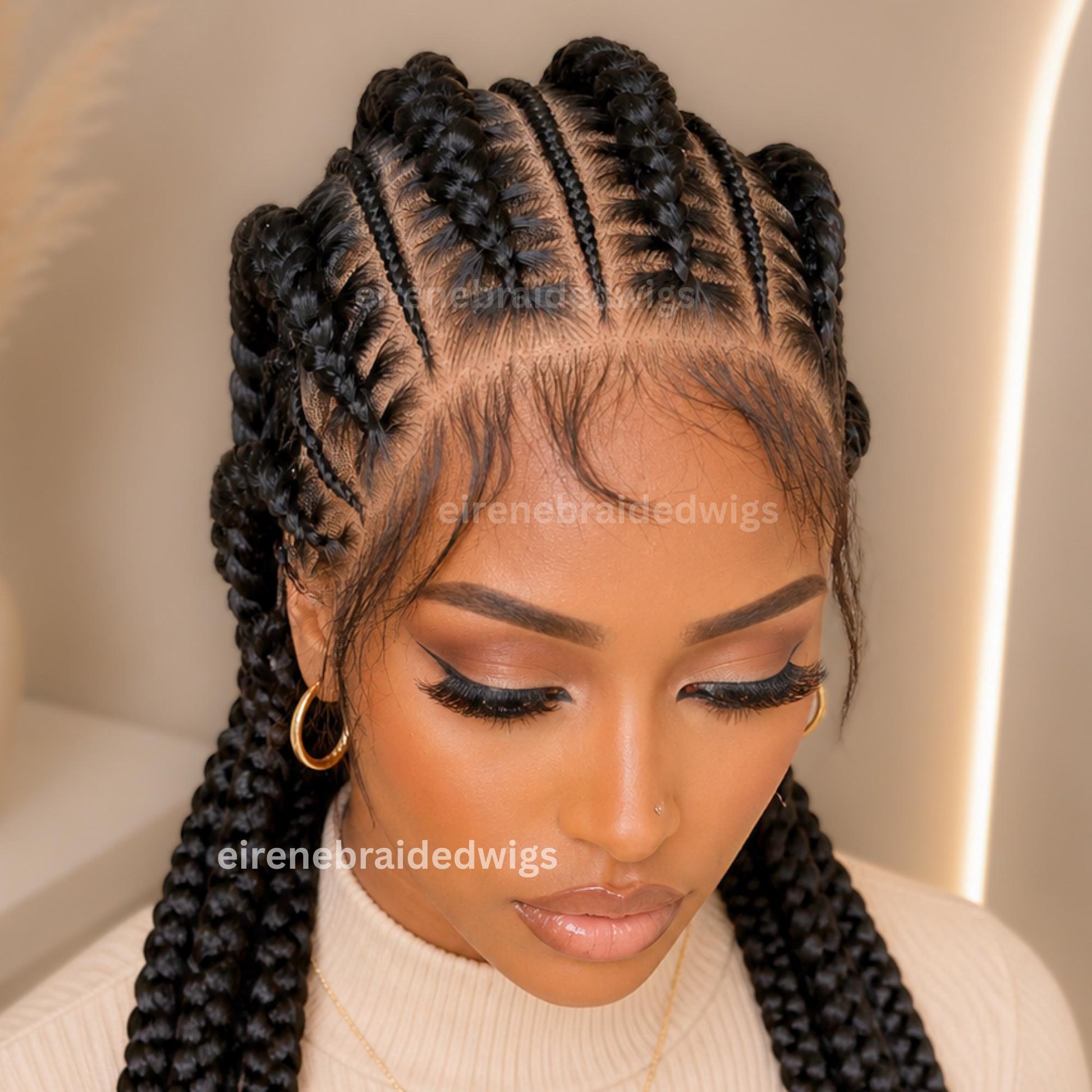 Braided Wigs for Black Women Full Lace Feed-in Cornrow Braided Wig – 30 inch African Tribal Braids – product image 4