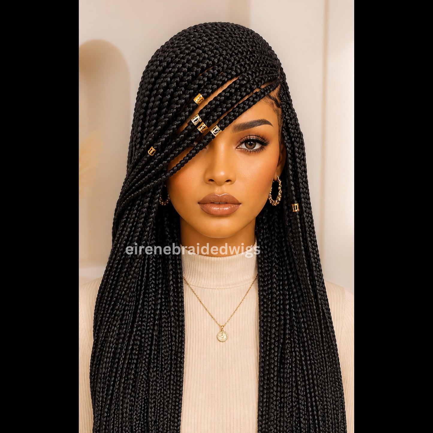 Braided Wigs for Black Women Fulani Braided Wig – Ghana Weave – Cornrow C-Cut – Lace Frontal – product image 4