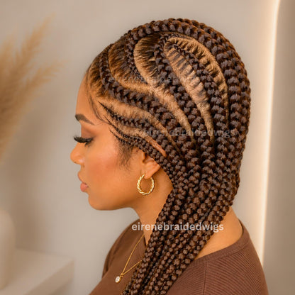 Braided Wigs for Black Women Fulani Braided Wig – Zigzag Cornrow Lace Frontal Wig with Baby Hair – product image 3