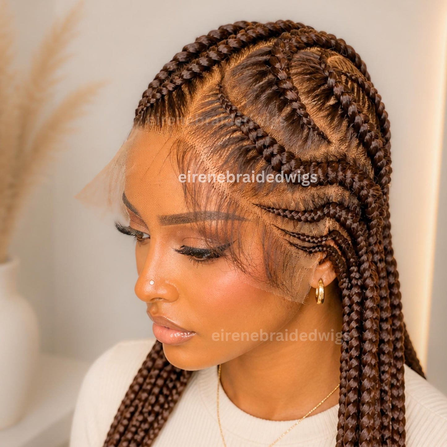 Braided Wigs for Black Women Fulani Braided Wig – Zigzag Cornrow Lace Frontal Wig with Baby Hair – product image 4