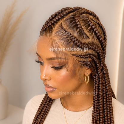 Braided Wigs for Black Women Fulani Braided Wig – Zigzag Cornrow Lace Frontal Wig with Baby Hair – product image 1