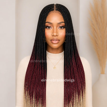 40in Ombre Box Braids Wig for Black Women – Long Rainbow Multicolor Lace Closure Wig – product image 3