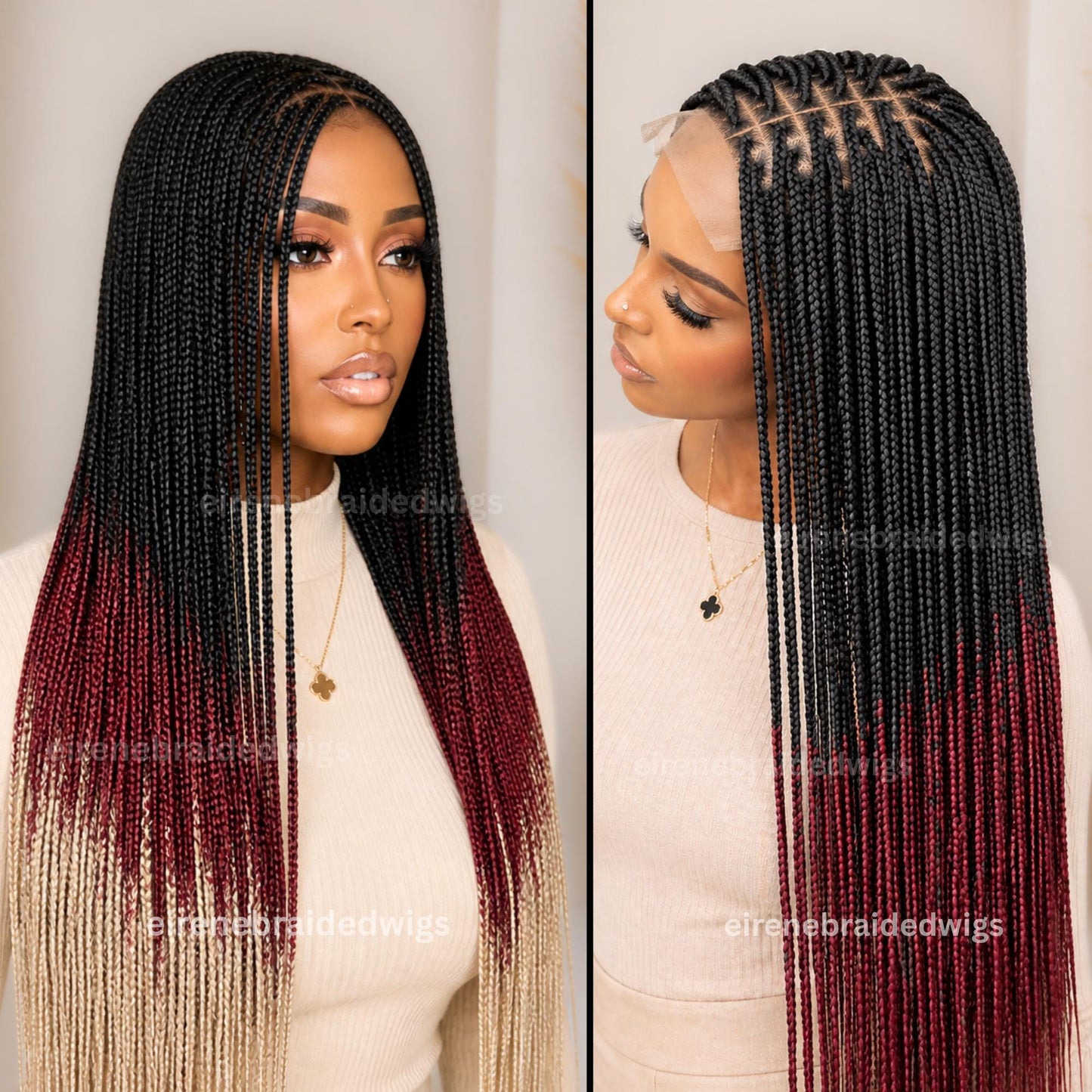 40in Ombre Box Braids Wig for Black Women – Long Rainbow Multicolor Lace Closure Wig – product image 5