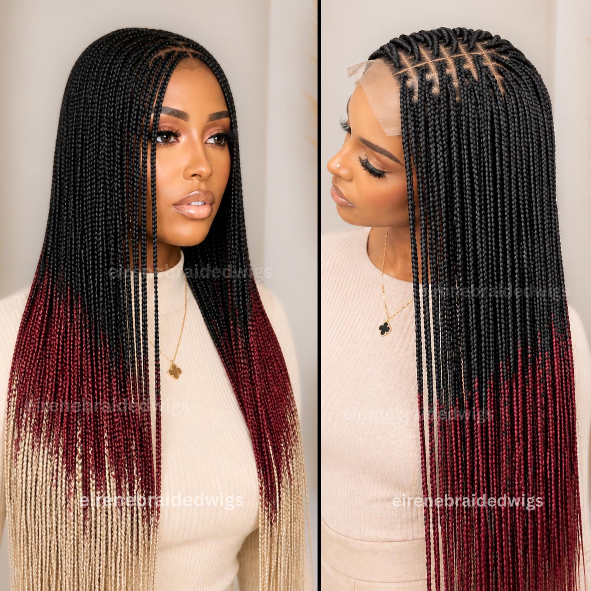 40in Ombre Box Braids Wig for Black Women – Long Rainbow Multicolor Lace Closure Wig – product image 5