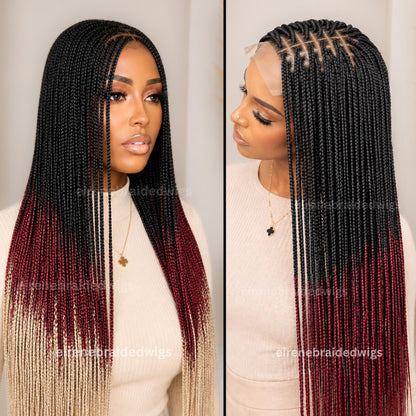 40in Ombre Box Braids Wig for Black Women – Long Rainbow Multicolor Lace Closure Wig – product image 5