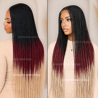 40in Ombre Box Braids Wig for Black Women – Long Rainbow Multicolor Lace Closure Wig – product image 1