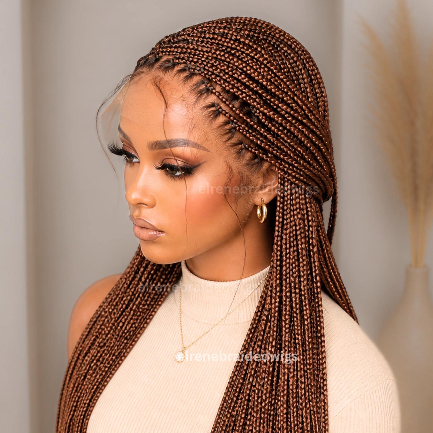 Braided Wigs for Black Women Knotless Box Braided Wig – Long Blonde Boho Goddess Locs – Full Lace – product image 1