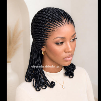 Braided Wigs for Black Women 16in Lace Frontal Cornrow Braided Wig – Ghana Weave – product image 6
