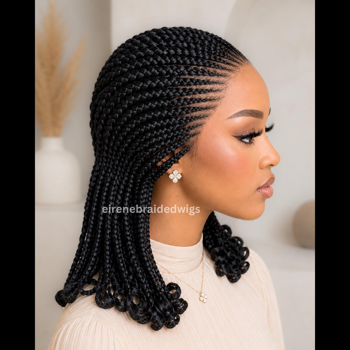 Braided Wigs for Black Women 16in Lace Frontal Cornrow Braided Wig – Ghana Weave – product image 2