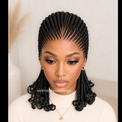 Braided Wigs for Black Women 16in Lace Frontal Cornrow Braided Wig – Ghana Weave – product image 3