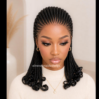 Braided Wigs for Black Women 16in Lace Frontal Cornrow Braided Wig – Ghana Weave – product image 5