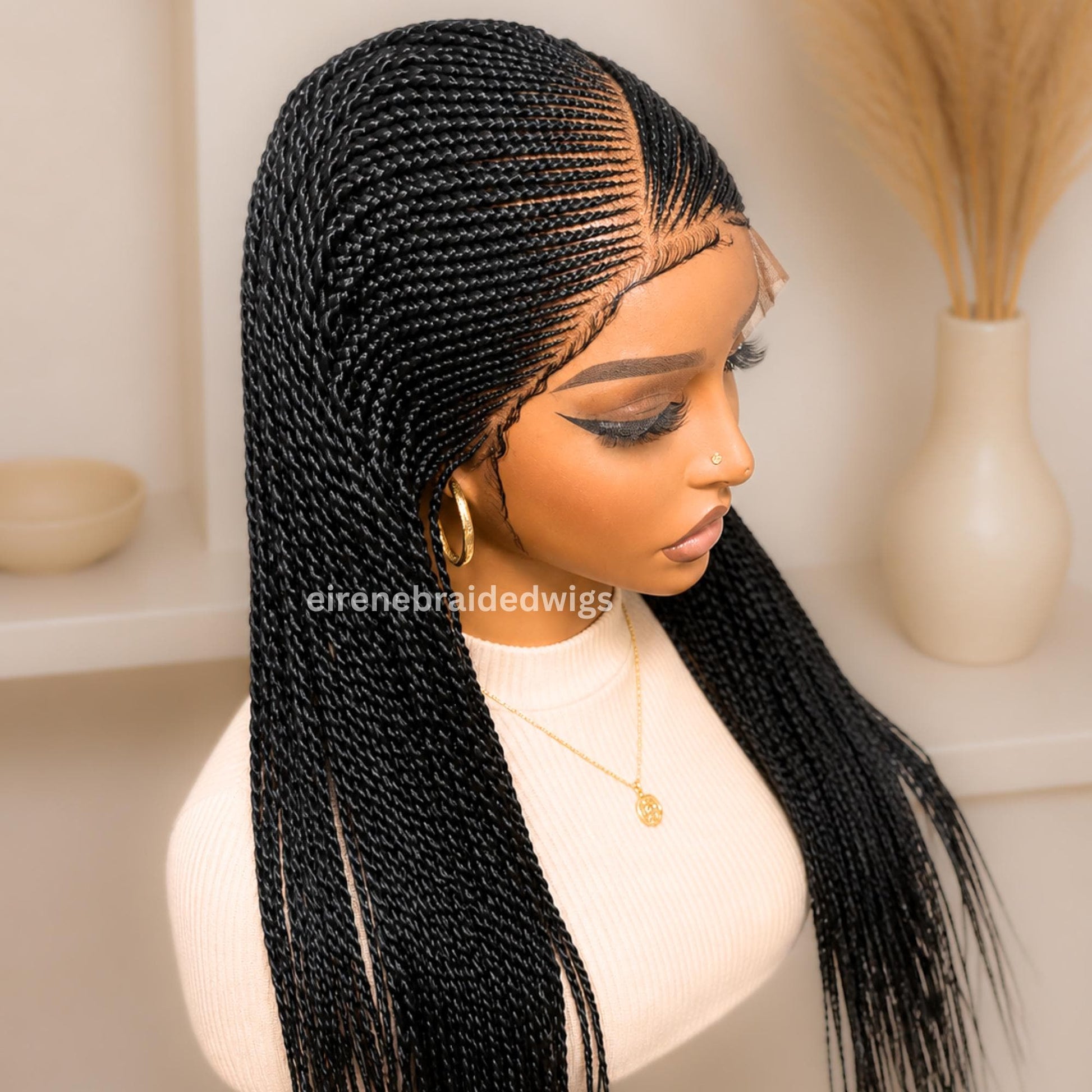 Braided Wigs for Black Women 30 Inch Braided Wig – Lace Frontal Cornrow with Baby Hair – product image 2