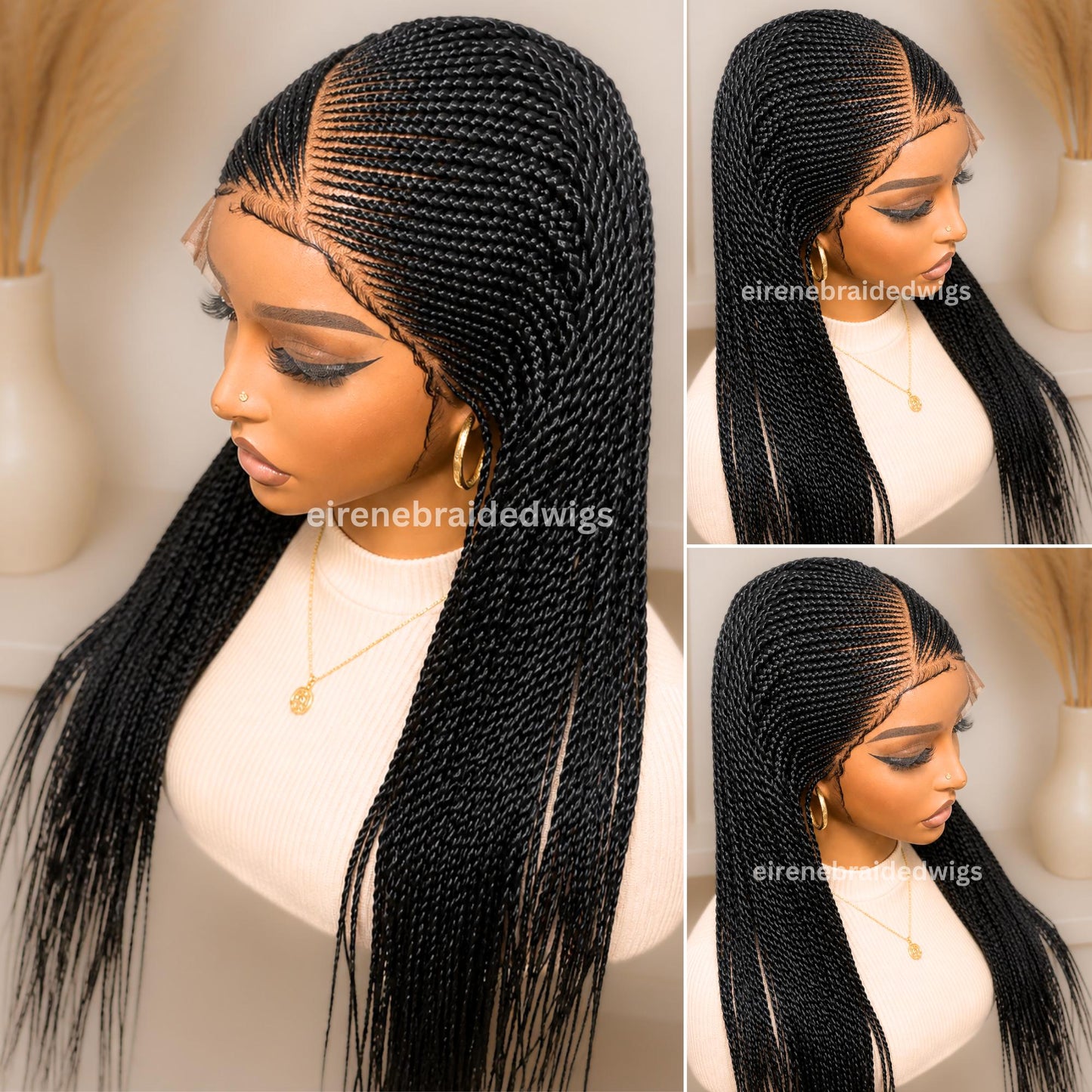 Braided Wigs for Black Women 30 Inch Braided Wig – Lace Frontal Cornrow with Baby Hair – product image 3