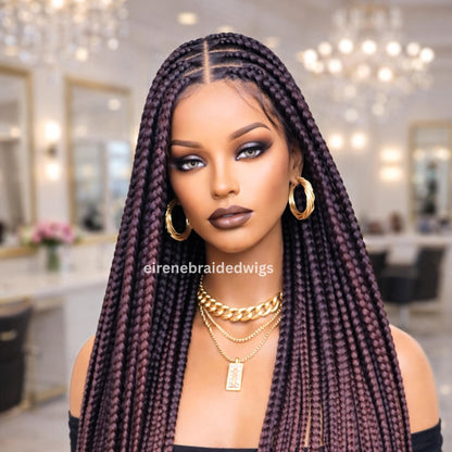 Braided Wigs for Black Women Knotless Braided Wig – Jumbo Box Braids – Baby Hair – Full Lace – 40in – product image 4