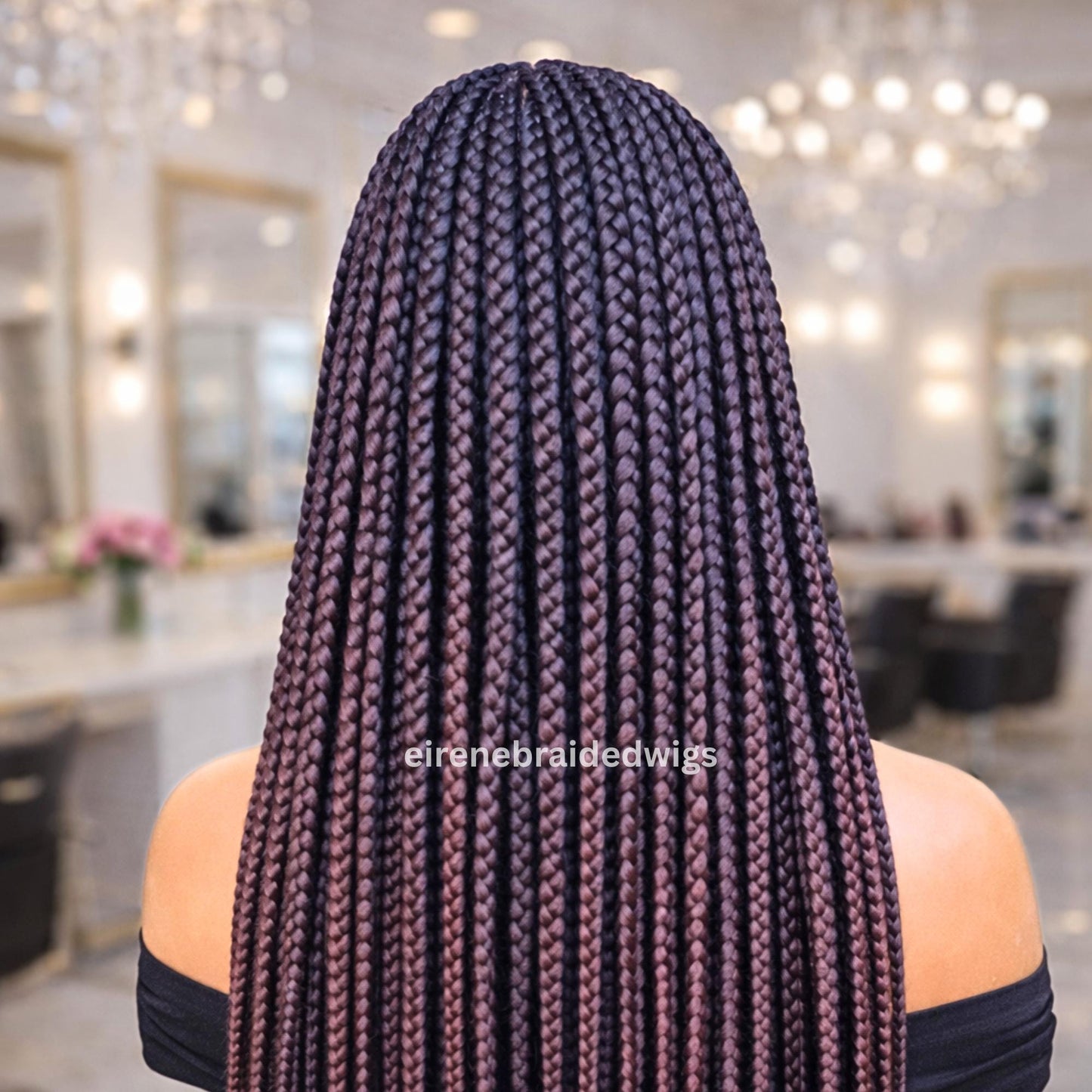 Braided Wigs for Black Women Knotless Braided Wig – Jumbo Box Braids – Baby Hair – Full Lace – 40in – product image 6