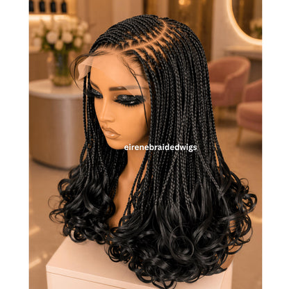 Braided Wigs for Black Women Spanish Curls Braided Wig – Nano Twist Human Hair Lace Front – product image 5