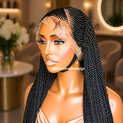 Braided Wigs for Black Women Long Black Cornrow Braided Wig – 30-inch Lace Frontal – Baby Hair – product image 4