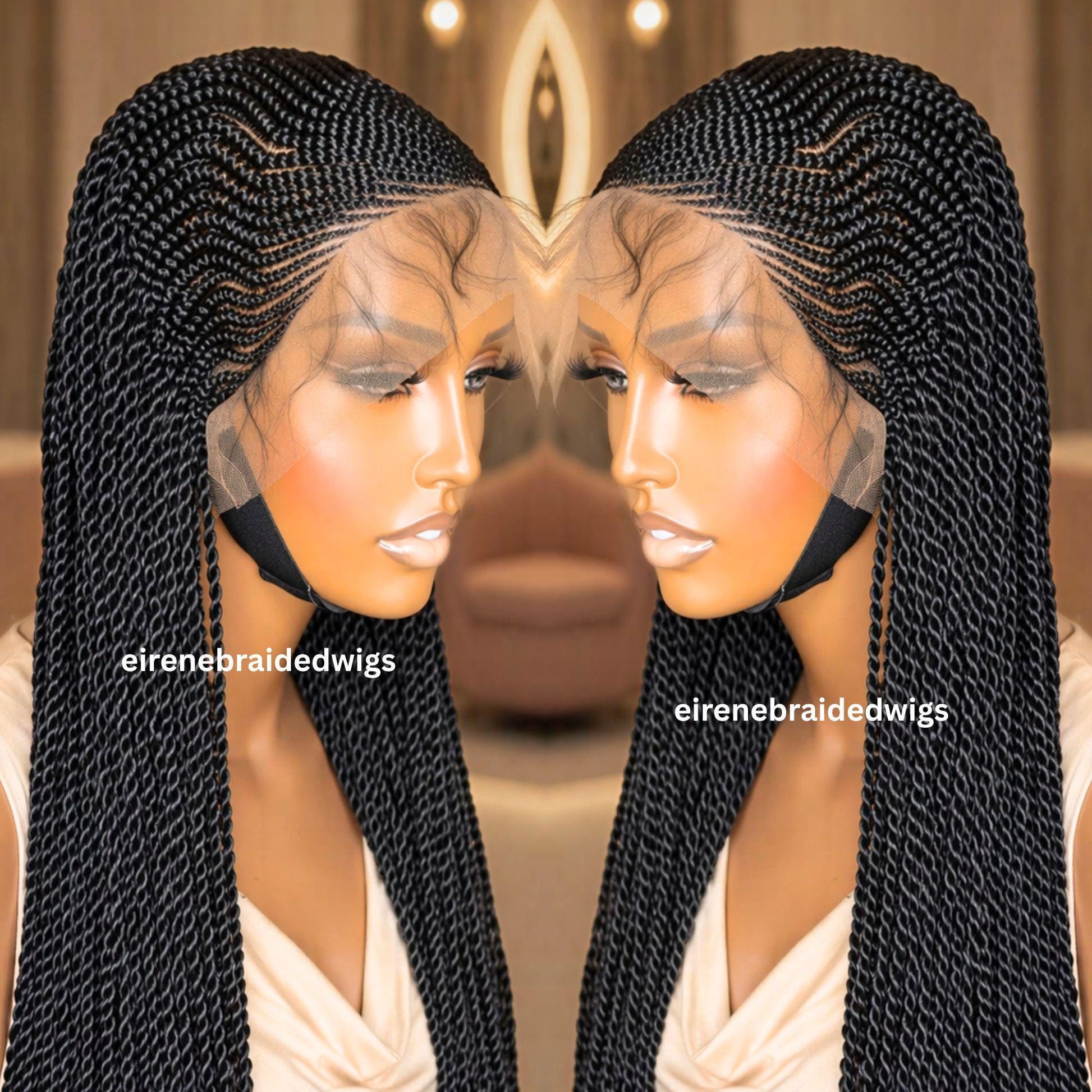 Braided Wigs for Black Women Long Black Cornrow Braided Wig – 30-inch Lace Frontal – Baby Hair – product image 6