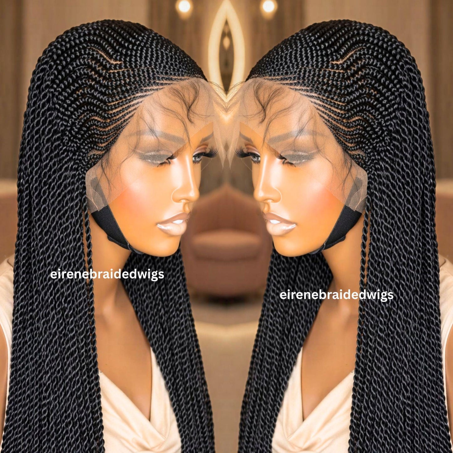 Braided Wigs for Black Women Long Black Cornrow Braided Wig – 30-inch Lace Frontal – Baby Hair – product image 6