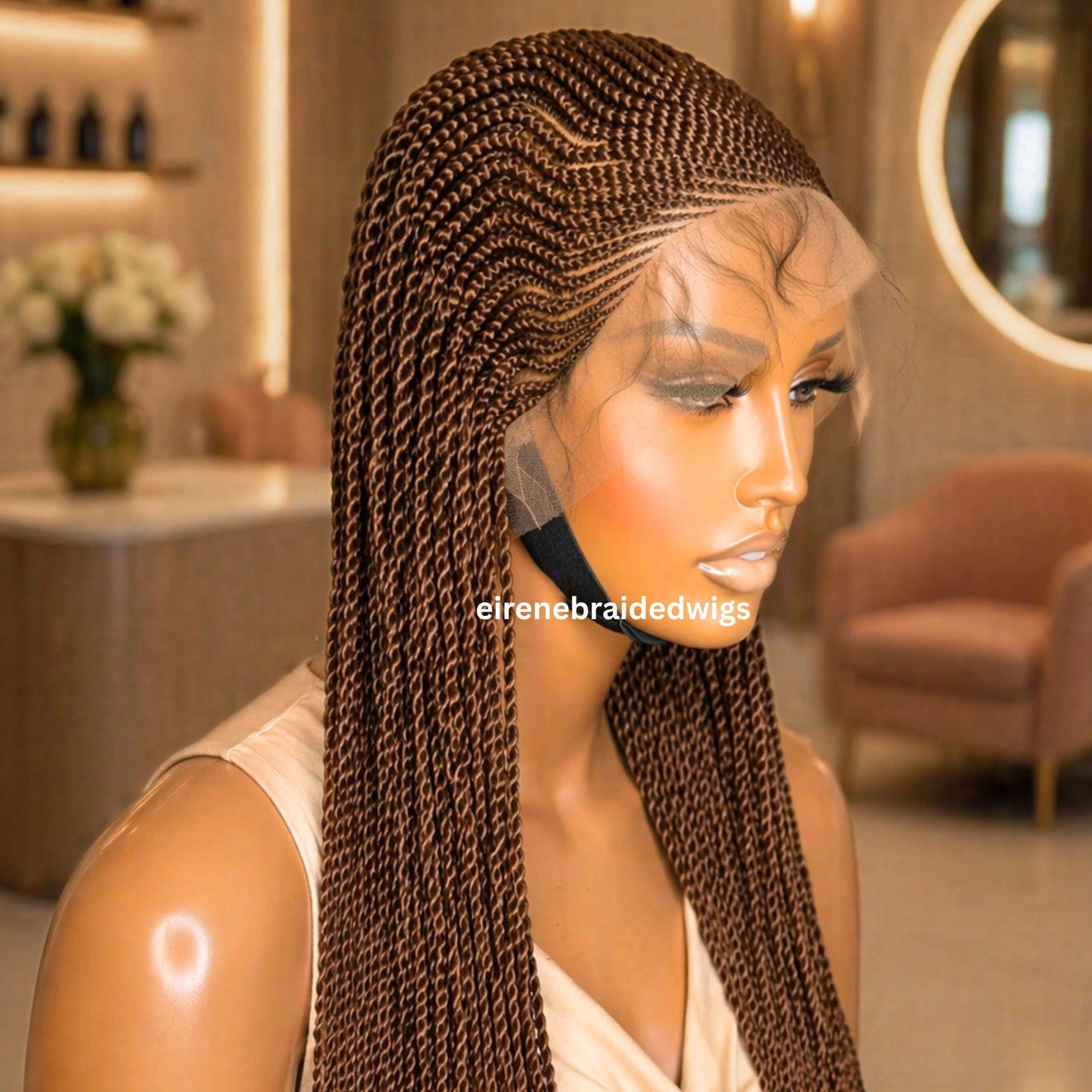 Braided Wigs for Black Women Long Black Cornrow Braided Wig – 30-inch Lace Frontal – Baby Hair – product image 1