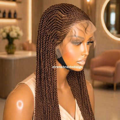 Braided Wigs for Black Women Long Black Cornrow Braided Wig – 30-inch Lace Frontal – Baby Hair – product image 1