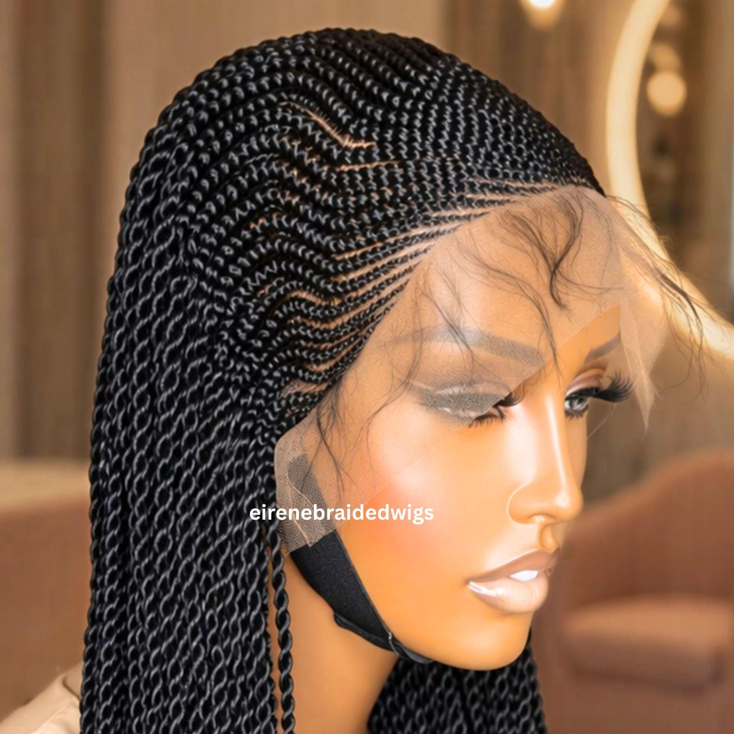 Braided Wigs for Black Women Long Black Cornrow Braided Wig – 30-inch Lace Frontal – Baby Hair – product image 7