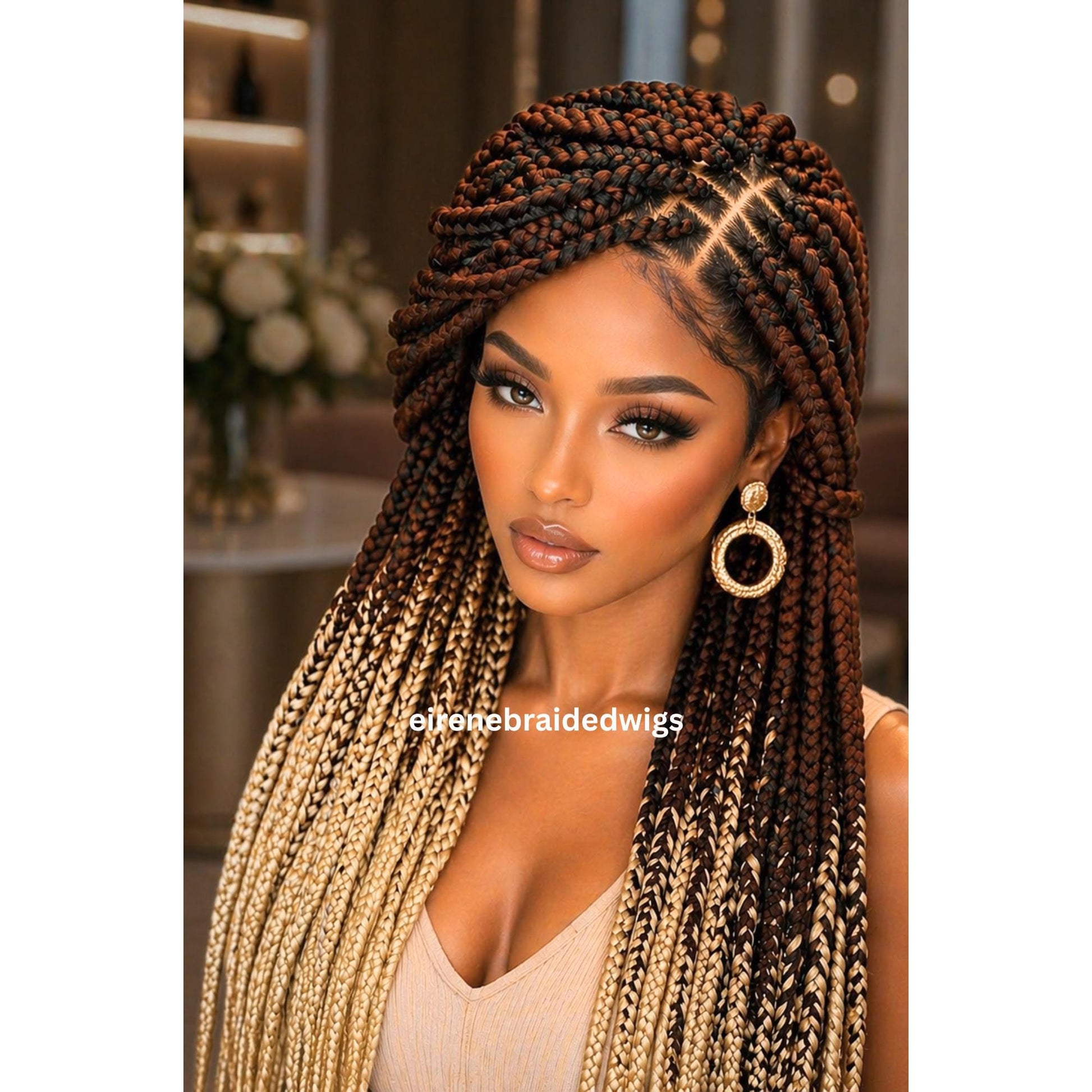 Braided Wigs for Black Women – Big Box Braids Wig – Jumbo Box Braids – Baby Hair – Full Lace – 30in – product image 2