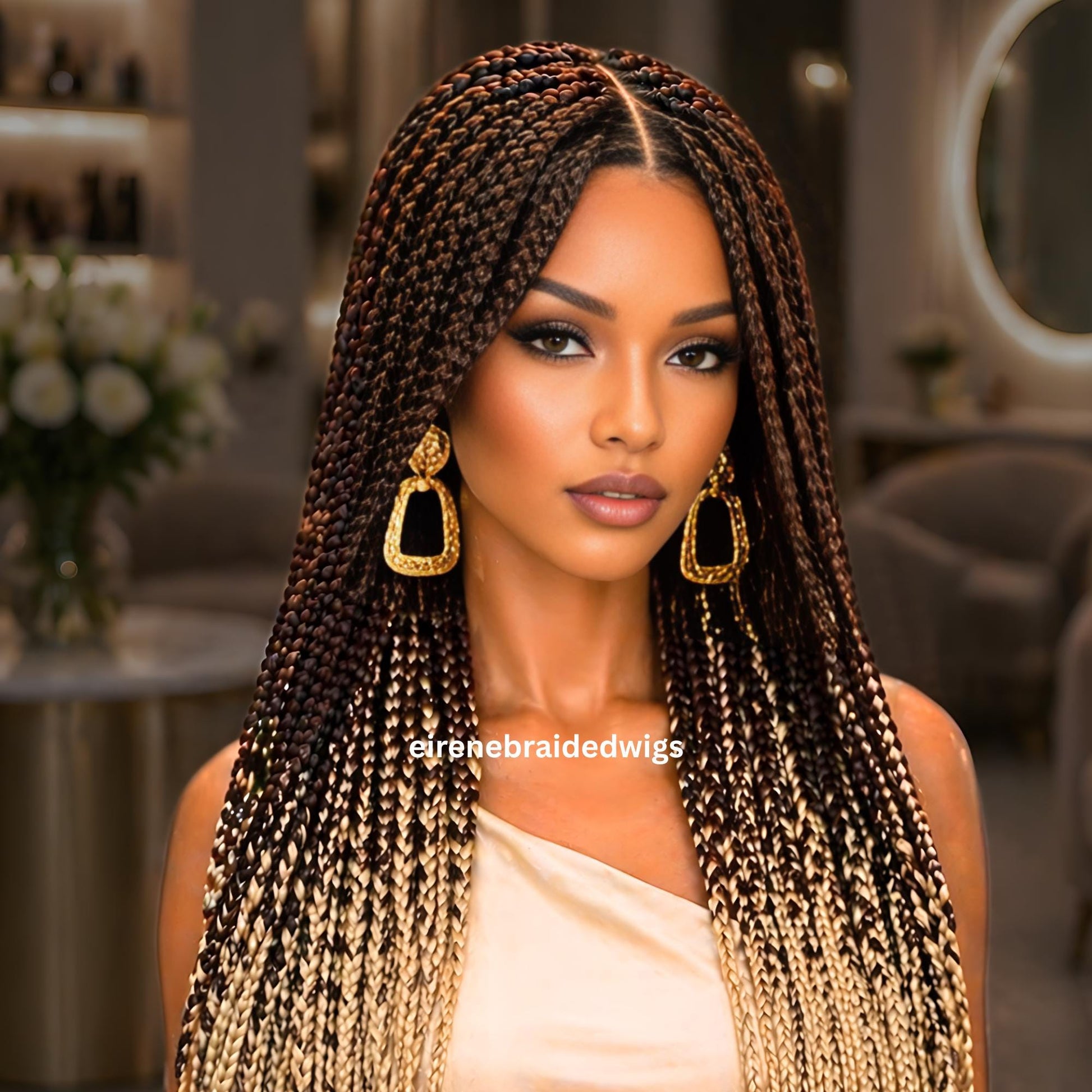 Braided Wigs for Black Women – Big Box Braids Wig – Jumbo Box Braids – Baby Hair – Full Lace – 30in – product image 3