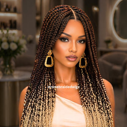 Braided Wigs for Black Women – Big Box Braids Wig – Jumbo Box Braids – Baby Hair – Full Lace – 30in – product image 3