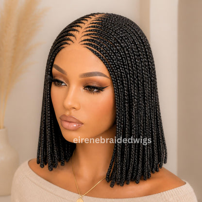 Braided Wigs for Black Women Bob Braided Wig – Short Cornrow Wig with Baby Hair/ Centre Parting – product image 2