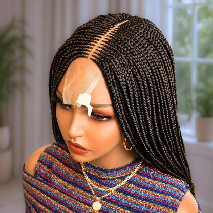 22inches Brown Braided Wigs – Handmade Cornrow Weave – 2x4 Lace Closure – product image 4