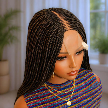 22inches Brown Braided Wigs – Handmade Cornrow Weave – 2x4 Lace Closure – product image 6