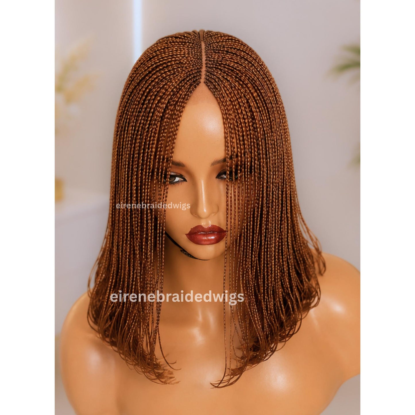 Braided Wigs for Black Women – Micro Baids Lace closure Short Bob Wig – product image 3