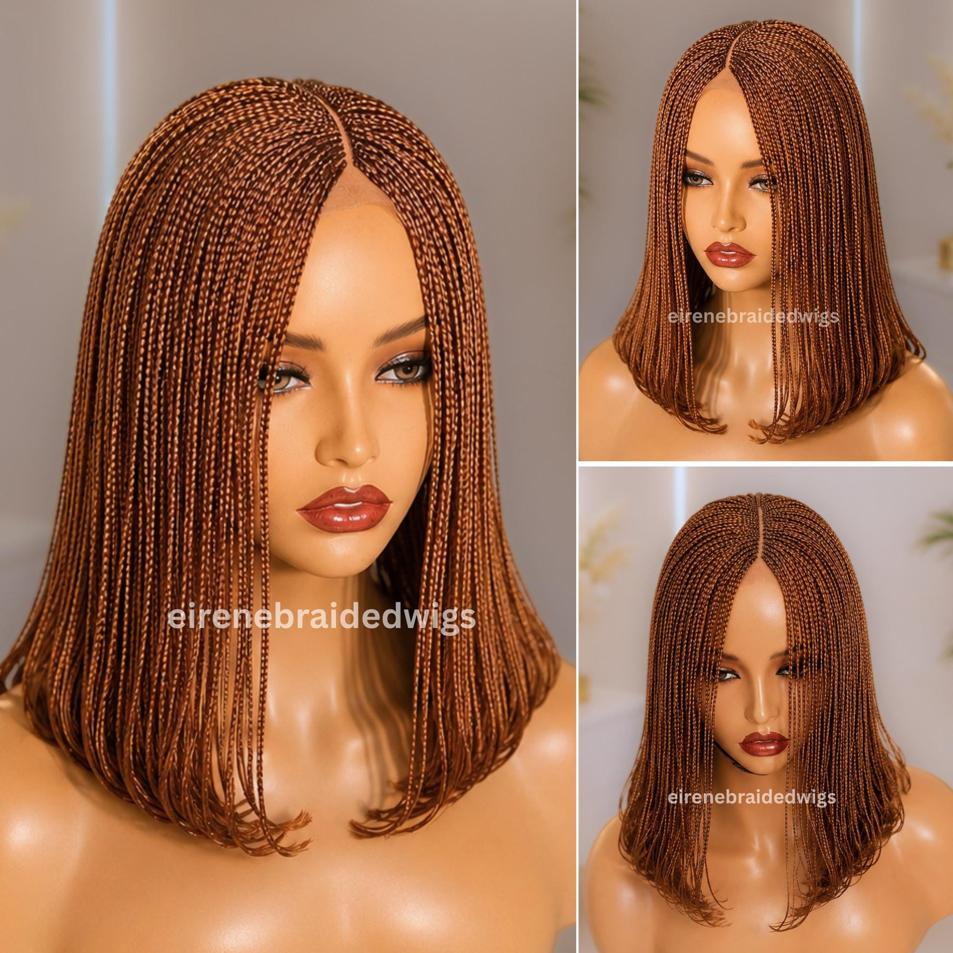 Braided Wigs for Black Women – Micro Baids Lace closure Short Bob Wig – product image 1