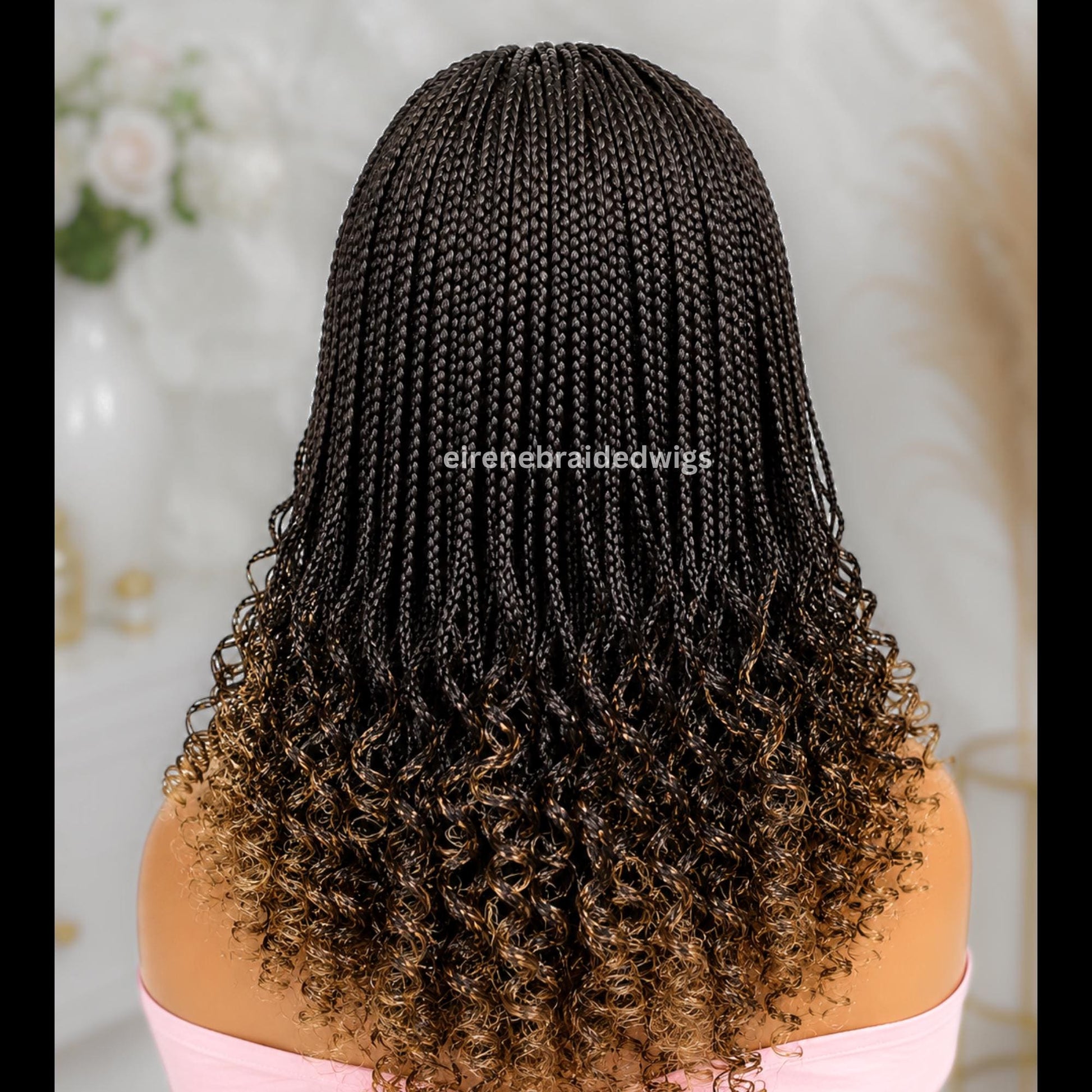 Curly short bob cornrow braided wig for Black Women – glueless centre-part boho curls light-weight lace front baby hair single box – product image 4