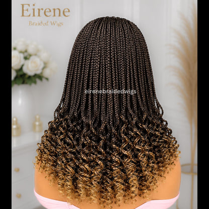 Curly short bob cornrow braided wig for Black Women – glueless centre-part boho curls light-weight lace front baby hair single box – product image 8