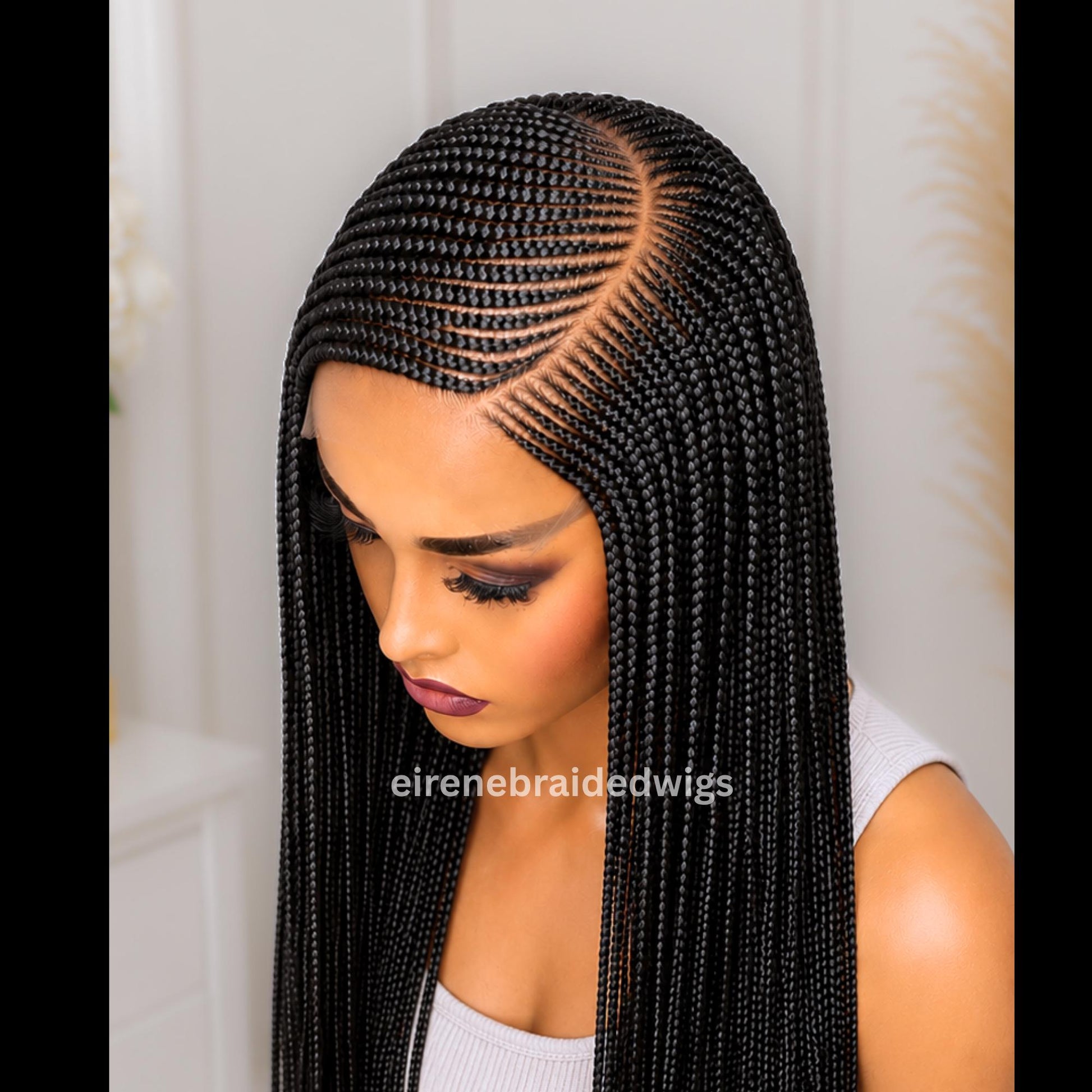 Braided Wigs for Black Women Fulani Braided Wig – Ghana Weave – Cornrow C-Cut – Lace Frontal – product image 4