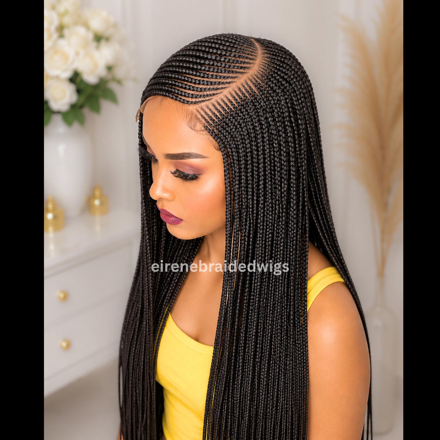 Braided Wigs for Black Women Fulani Braided Wig – Ghana Weave – Cornrow C-Cut – Lace Frontal – product image 2