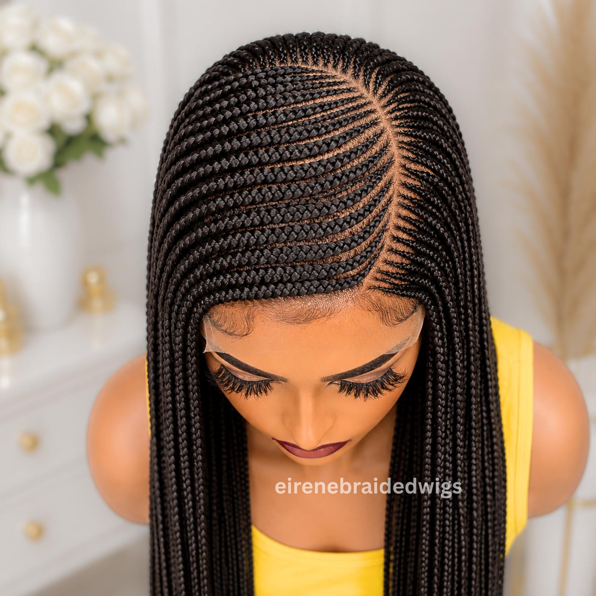 Braided Wigs for Black Women Fulani Braided Wig – Ghana Weave – Cornrow C-Cut – Lace Frontal – product image 6