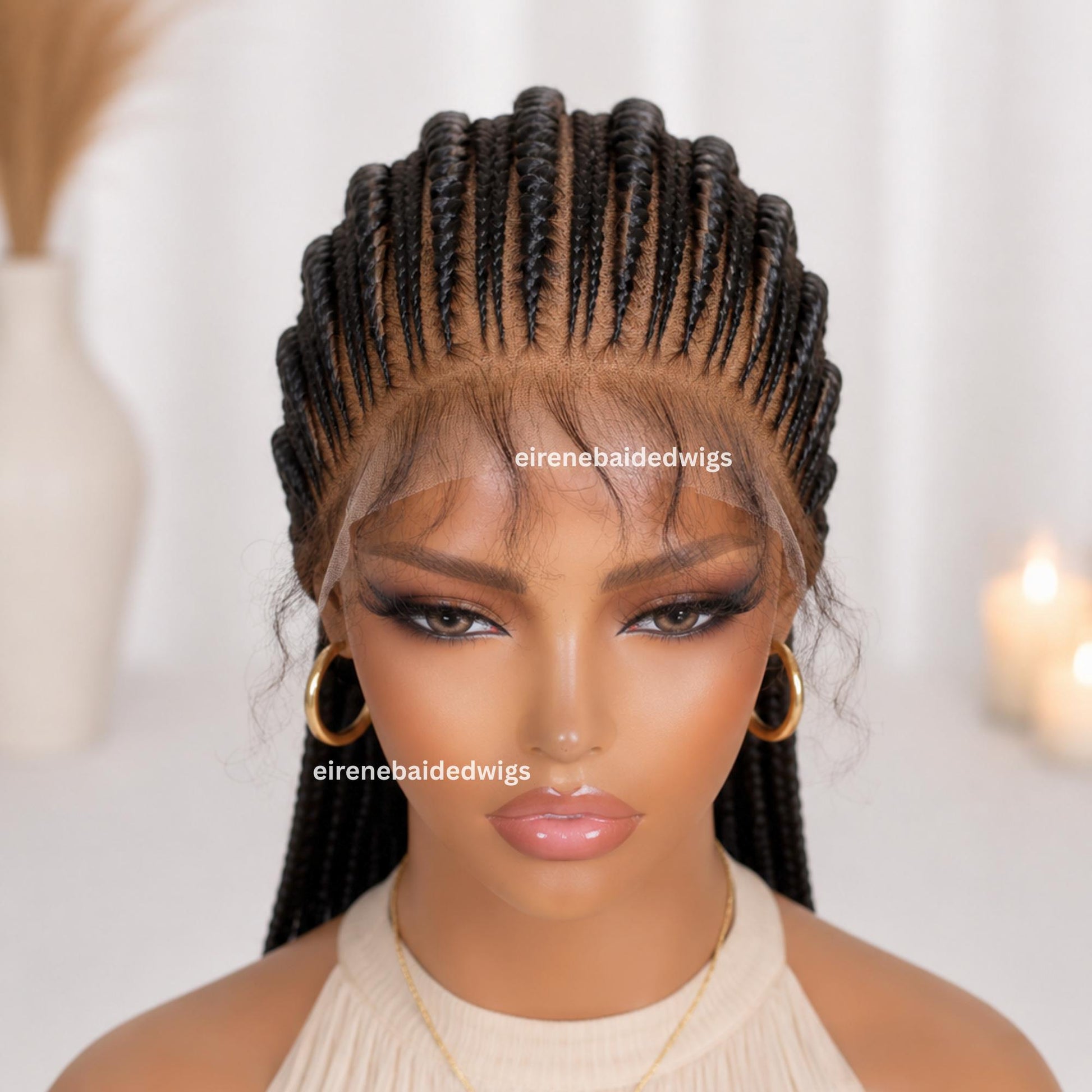 Braided Wigs for Black Women Full Lace Feed-in Cornrow Braided Wig – 30 inch African Tribal Braids – product image 3