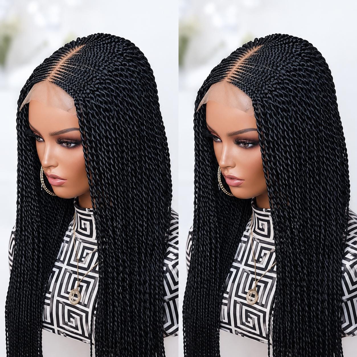Braided Wigs for Black Women Fulani Cornrow Braided Wig – Lace Closure – Micro Twist – 18 inch – product image 9