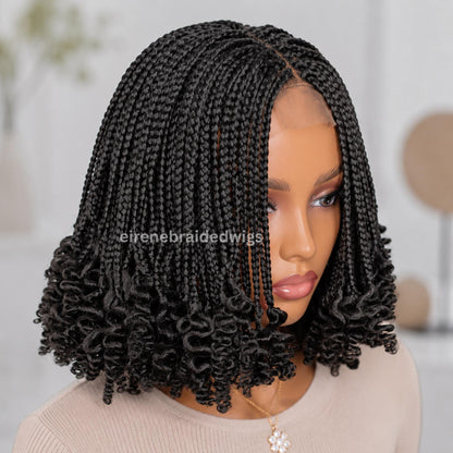 Braided Wigs for Black Women Curly Braided Wig – Short Bob – Lace Front – Fulani Ghana Weave – product image 2