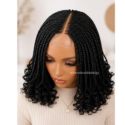 Braided Wigs for Black Women Braided Bob Wig – Black Spanish Curls – Lace Closure – product image 2