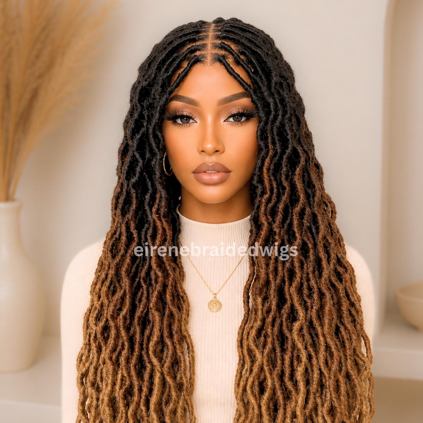 Braided Wigs for Black Women 30" Faux Locs Braid Wig – Full Lace – Boho Goddess Style – product image 4